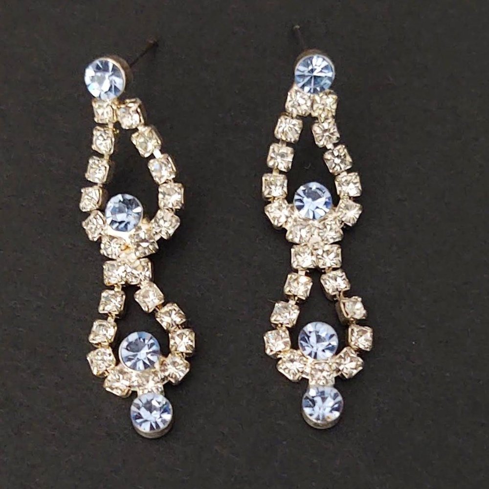Clear and ice blue rhinestone earrings